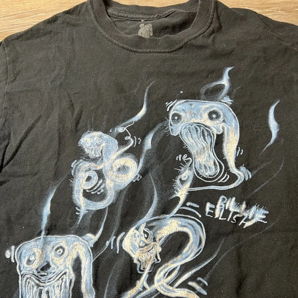 Billie Eilish T-Shirt Unisex XS Black Monster Graphic Print 2019 Merch Tee
